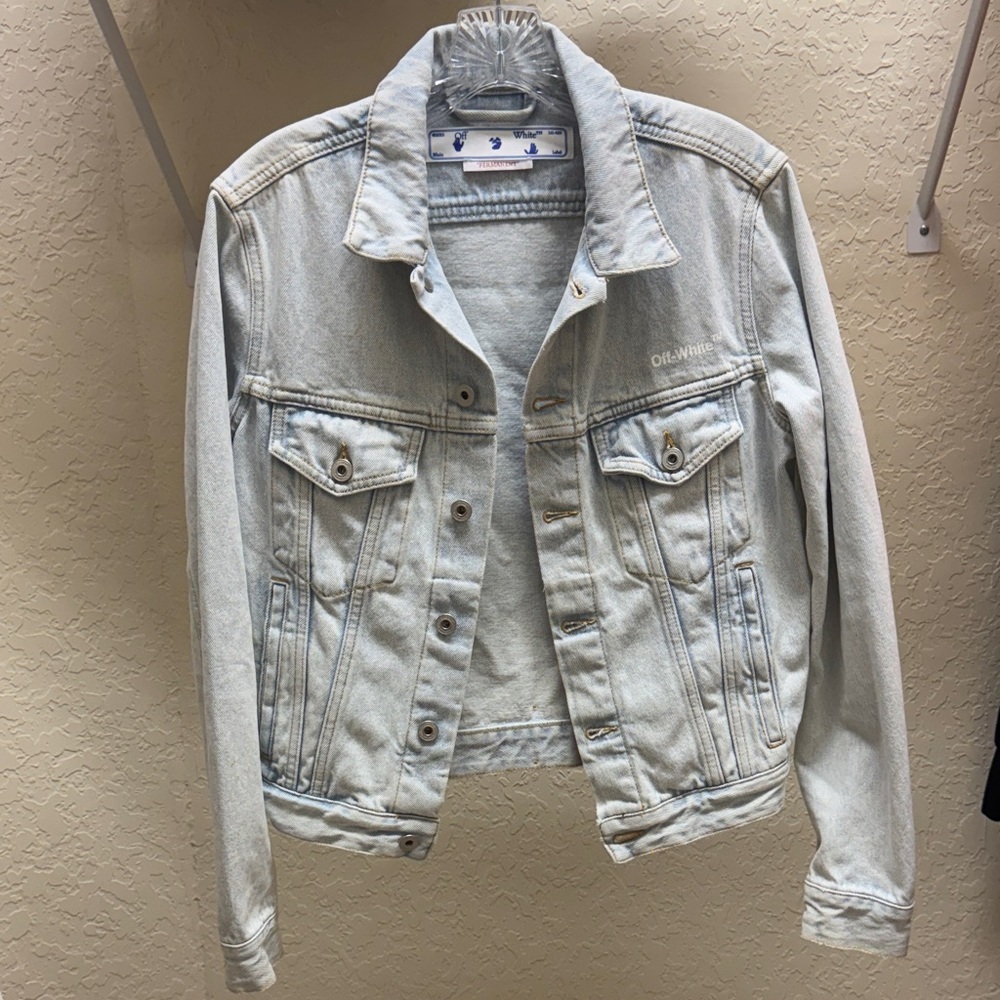 Off-White 100% Authentic Light Gray Denim Jacket​ - Picture 5 of 8